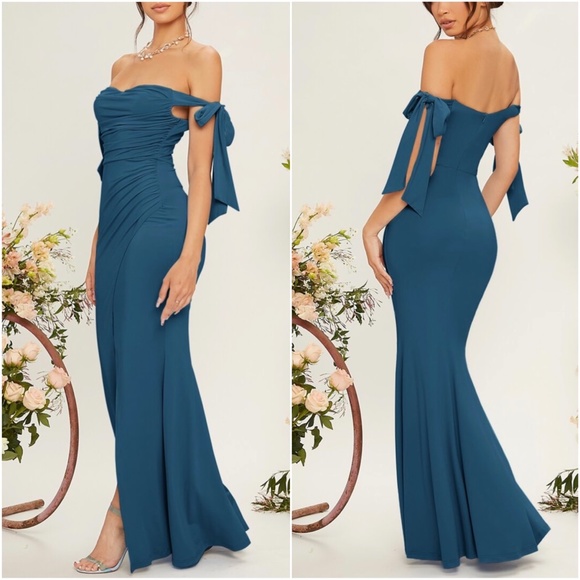 Off Shoulder Party Formal Evening Dress Wedding Prom - Picture 10 of 13